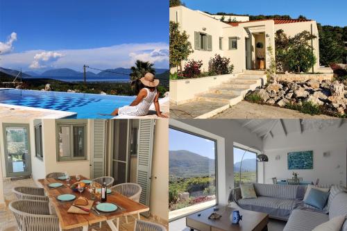 een villa met een zwembad en een huis bij Villa Iremia Des vacances waouw en toute sérénité! in Chaliotata