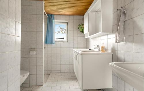 een witte badkamer met een wastafel en een toilet bij 2 Bedroom Nice Home In Bedsted Thy in Bedsted Thy