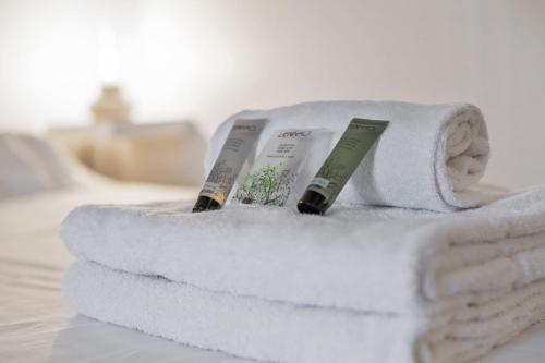 une serviette avec deux livres dessus dans l'établissement Appartement Merisier - Welkeys, à Villeurbanne