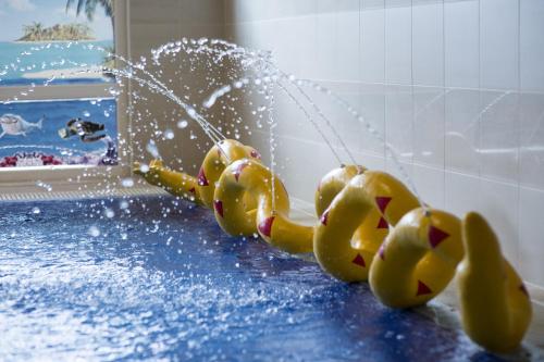 a water slide with a yellow toy being sprayed at Hotel Marina Port in Balatonkenese