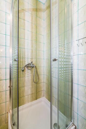 a bathroom with a shower with a glass door at Apartment Nin 531 in Nin
