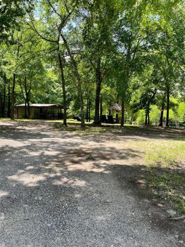 a park with trees and a building in the background at Casita with Swimming Pond & Sand Volleyball Access in Montgomery