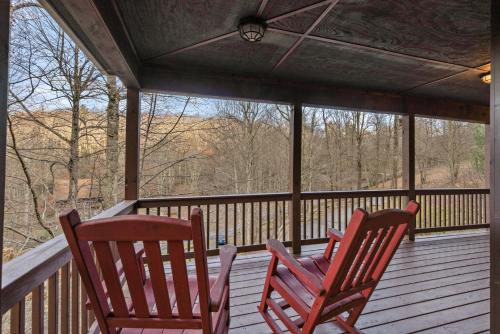 two rocking chairs sitting on a screened in porch at Eagles View in Boone
