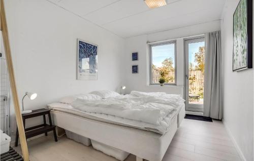 Stunning Home In Haderslev With Kitchen في Kelstrup: غرفة نوم بيضاء مع سرير كبير ونافذة