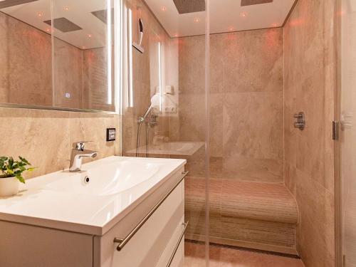 a bathroom with a sink and a shower at Apartment Wendtorf XXIV in Wendtorf