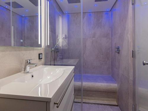 a bathroom with a sink and a shower at Apartment Wendtorf XXIX in Wendtorf