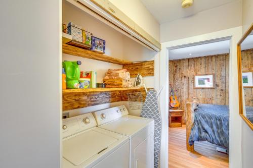 a laundry room with a washer and dryer at Windham Mountain Vacation Rental about 3 Mi to Lifts! in Windham