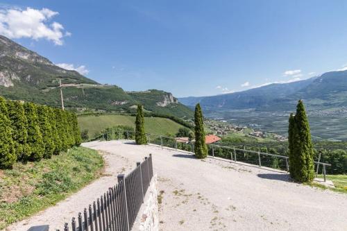 a road in the mountains with a fence and trees at Goldenhof Penon in Penone