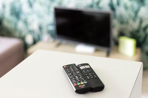 Μια τηλεόραση ή/και κέντρο ψυχαγωγίας στο Apartamenty Stare Zoo Zajezdnia