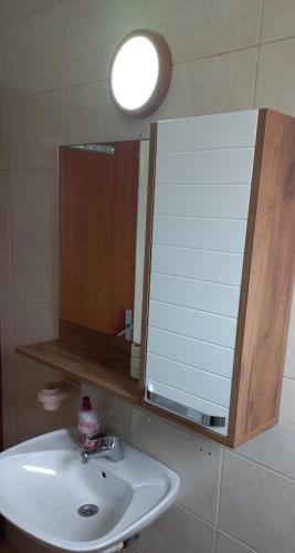 a bathroom with a sink and a mirror at Studio Isidora in Vrnjačka Banja
