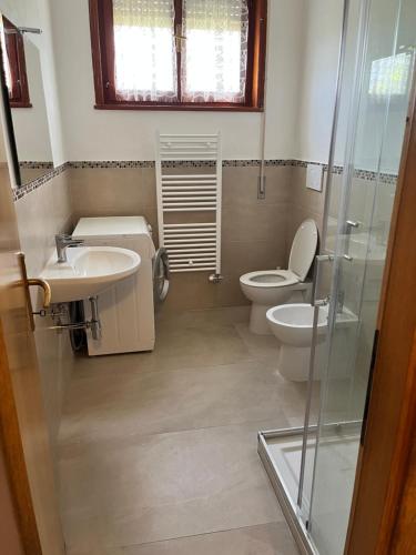マリーナ・ディ・マッサにあるIl lagoのバスルーム(トイレ、洗面台、シャワー付)