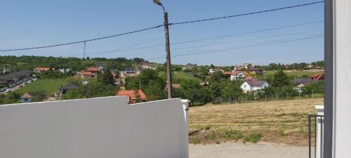 a view of a town from a house window at Vila Andrea in Oradea