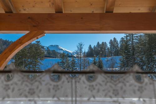 a view from a window of a snow covered mountain at Studio Lou Kiwi - Résidence Bec de l Aigle in Le Lioran