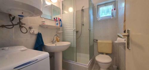 バラトンベレーニにあるHoliday home in Balatonbereny 34653のバスルーム(洗面台、トイレ、シャワー付)