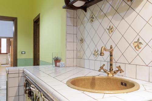 ein Badezimmer mit einem Waschbecken und einer Arbeitsplatte in der Unterkunft San Niccolò Elegant Apartment in Florenz