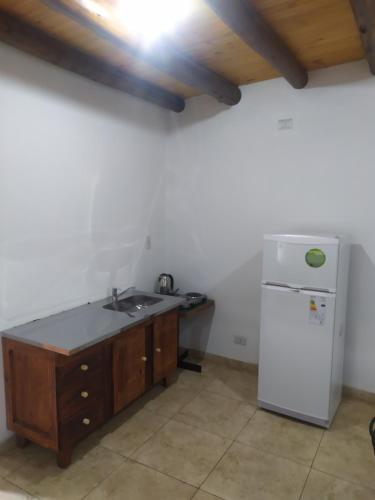 a kitchen with a sink and a refrigerator at Departamentos Anchorena #6 in Ciudad Lujan de Cuyo