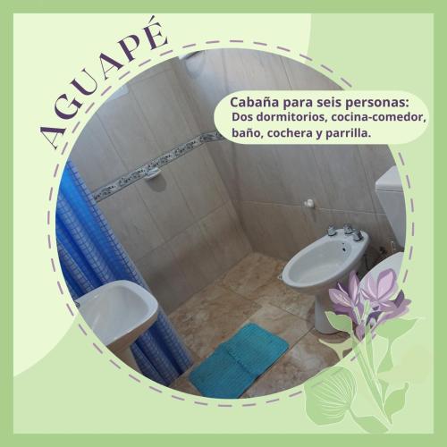a bathroom with a shower and a toilet and a sink at "AGUAPÉ" Alojamiento rural con PILETA in Chajarí