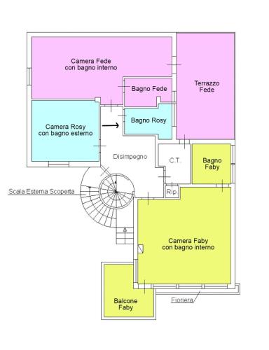 a schematic diagram of the experimental facility at Villa Giulia Rooms & Bike in Toscolano Maderno