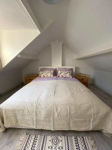 1 dormitorio con 1 cama grande en el ático en Beach Bliss, en Noordwijk