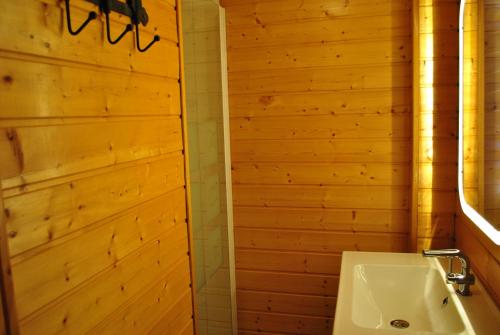 a bathroom with a toilet and a sink at CHALET REROLLE in Doucy