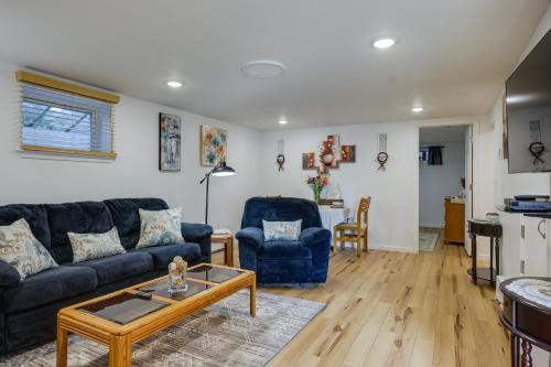 a living room with a couch and a table at Quakertown Vacation Rental Close to Hiking Trails in Quakertown