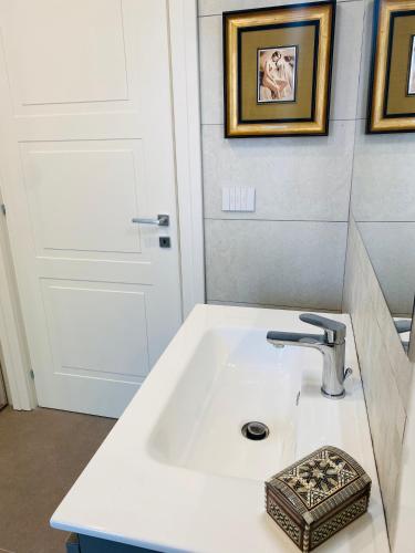 a white sink in a bathroom with a door at Sul VenTo del Po in Melara