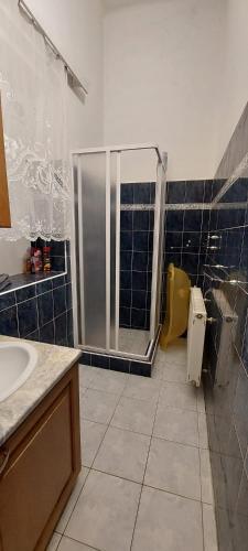 a bathroom with a shower and a sink at ŠulcBurg in Cetenov