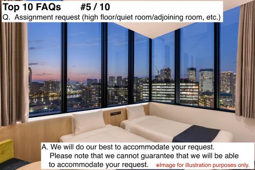 a flyer for a room with a view of a city at hotel MONday Premium Ueno Okachimachi in Tokyo