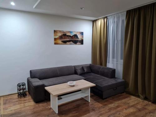 sala de estar con sofá y mesa de centro en apartman MI en Michalovce