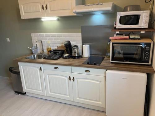 Cuisine ou kitchenette dans l'établissement Appartement Cosy à 300m de la Mer / Cosy flat at 300m from the sea