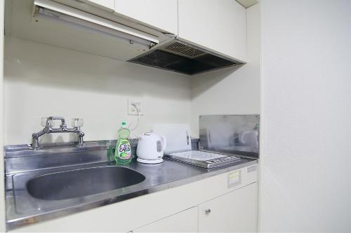 a kitchen with a sink and a counter top at SG LION HOUSE 2P Free pocket Wi-fi! in Tokyo