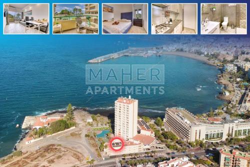 a collage of photos of a city with the words maker apartments at Modern apartment with an addictive terrace view in Los Cristianos
