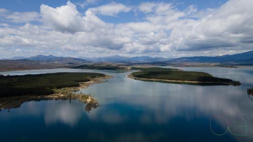 an aerial view of a large body of water at La Casa de Salinas in Salinas de Pisuerga