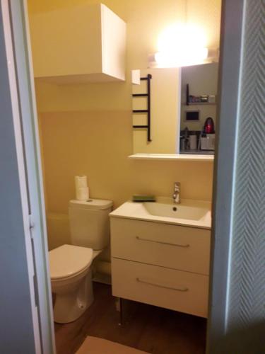 une salle de bain avec toilettes et lavabo dans l'établissement SOLEIL LEVANT - STAYHOME - Appart 6, à Quimper