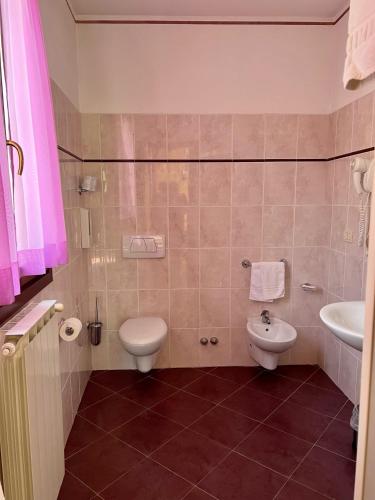 a bathroom with a toilet and a sink at La Griglia Hotel in Argegno