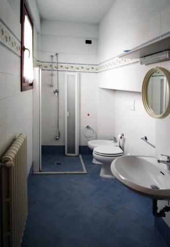 a bathroom with a shower and a toilet and a sink at Casale del Vacanziere in Certaldo
