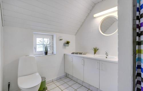 HusbyにあるAwesome Home In Ulfborg With Sauna, Wifi And Indoor Swimming Poolの白いバスルーム(トイレ、シンク付)