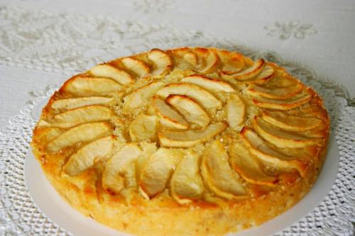 a apple pie on a plate on a table at Hotel Perla Verde in Rimini