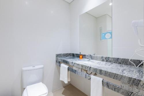 a bathroom with a sink and a toilet at Tri Hotel Executive Osório in Osório