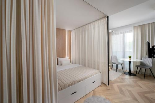 Luxury Modern Varsovia Apartment 객실 침대