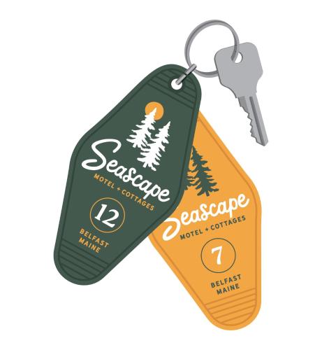a price tag for gasoline with a pine tree on it at Seascape Motel & Cottages in Belfast
