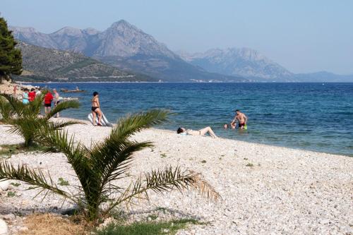 a group of people on a beach near the water at Apartments with parking space Zivogosce - Blato, Makarska - 21271 in Živogošće