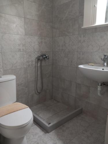 カルロヴァシにあるJasmine's Guest Houseのバスルーム(シャワー、トイレ、シンク付)