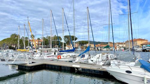 a bunch of boats docked at a marina at Le pothuau studio 2 pièces proche plage vue mer in Hyères
