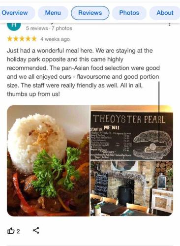 a page of a newspaper with a picture of food at Whitstable, CW18, 2 bed park home, Alberta Holiday Park in Seasalter
