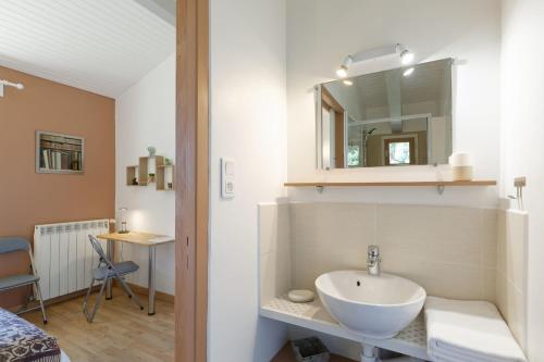 Koupelna v ubytování Chalet de charme climatisé, son Jacuzzi - SPA privatif et la piscine de la Maison Bleue du Gers