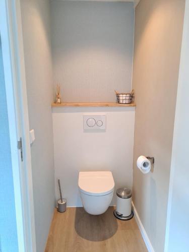 a small bathroom with a toilet in the corner at Berend Bedje in Zuidlaren in Zuidlaren