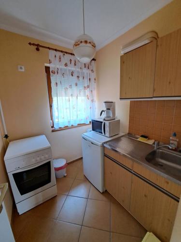 Kuchyň nebo kuchyňský kout v ubytování Pintér Apartman