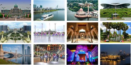 a collage of pictures of cities and buildings at Awedee Homestay Putrajaya in Putrajaya
