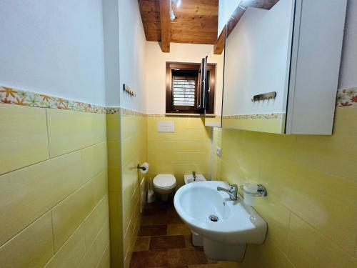 a bathroom with a sink and a toilet at Villetta Starza in Marina di Camerota